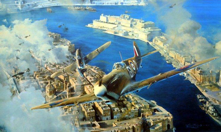 World War II, Military, Aircraft, Military Aircraft, Airplane, Spitfire, Supermarine Spitfire, Royal Airforce, Malta, Luftwaffe HD Wallpaper Desktop Background