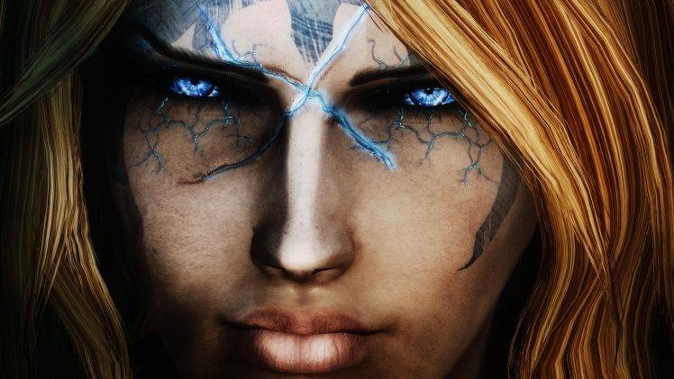 The Elder Scrolls V: Skyrim, Wizard, Blue Eyes HD Wallpaper Desktop Background