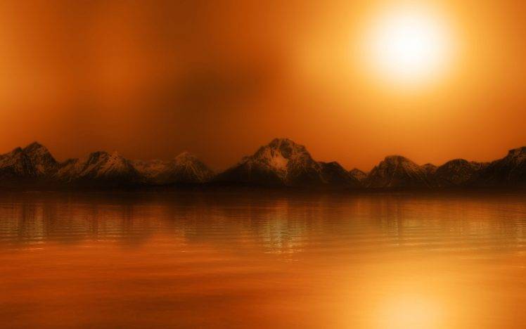 nature, Mountain, Sun, Lake HD Wallpaper Desktop Background