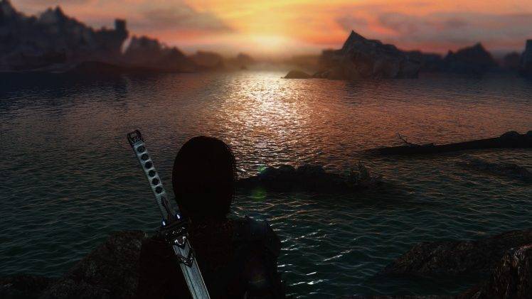 The Elder Scrolls V: Skyrim, Women, Landscape, Sunset, Sunrise HD Wallpaper Desktop Background