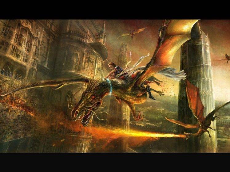dragon, Flying, Fantasy Art HD Wallpaper Desktop Background
