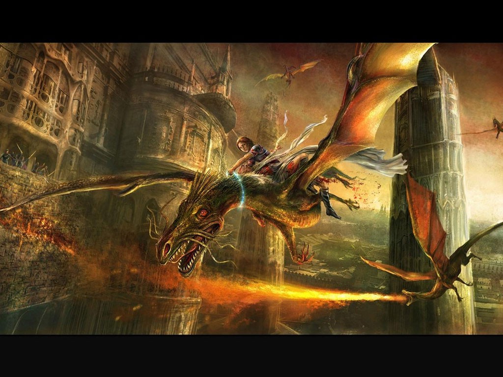 dragon, Flying, Fantasy Art Wallpaper