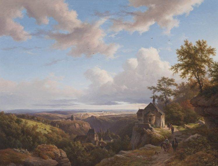 painting, Classic Art, Clouds, Church, Landscape, Horse HD Wallpaper Desktop Background