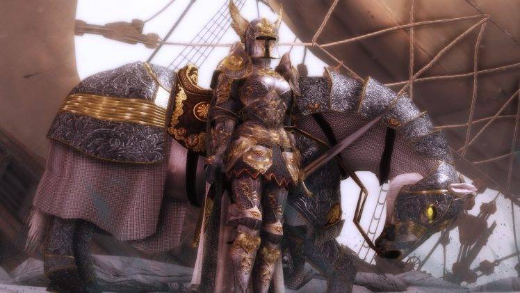 The Elder Scrolls V: Skyrim, Paladin, Horse, Ship, Boat HD Wallpaper Desktop Background