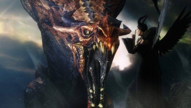 The Elder Scrolls V: Skyrim, Dragon, Maleficent HD Wallpaper Desktop Background