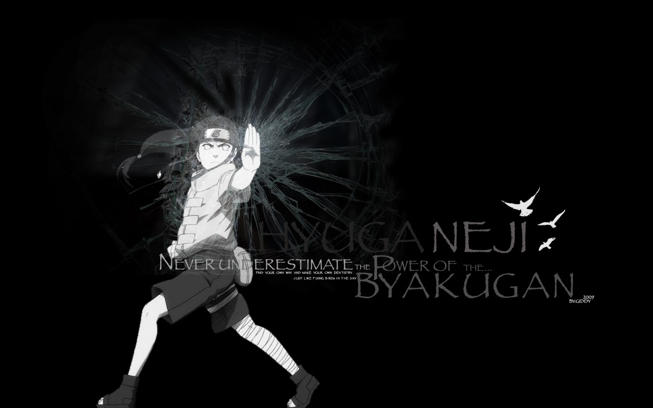 Hyuuga Neji, Anime Boys, Monochrome Wallpaper