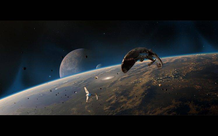spaceship, Space, Planet, Stars HD Wallpaper Desktop Background