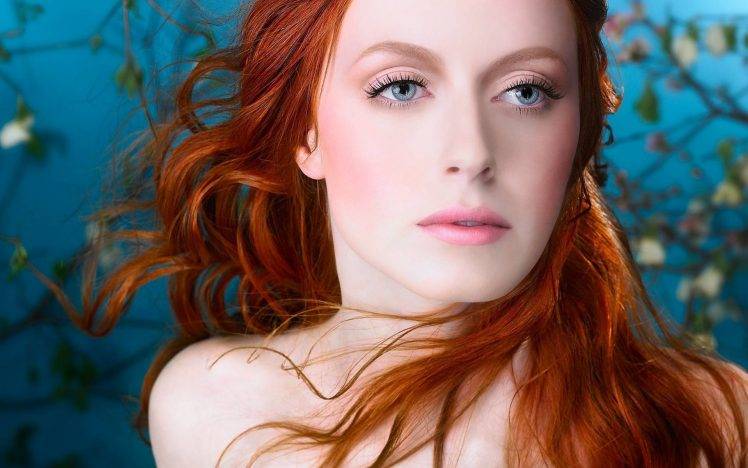 women, Redhead, Blue Eyes, Digital Art HD Wallpaper Desktop Background