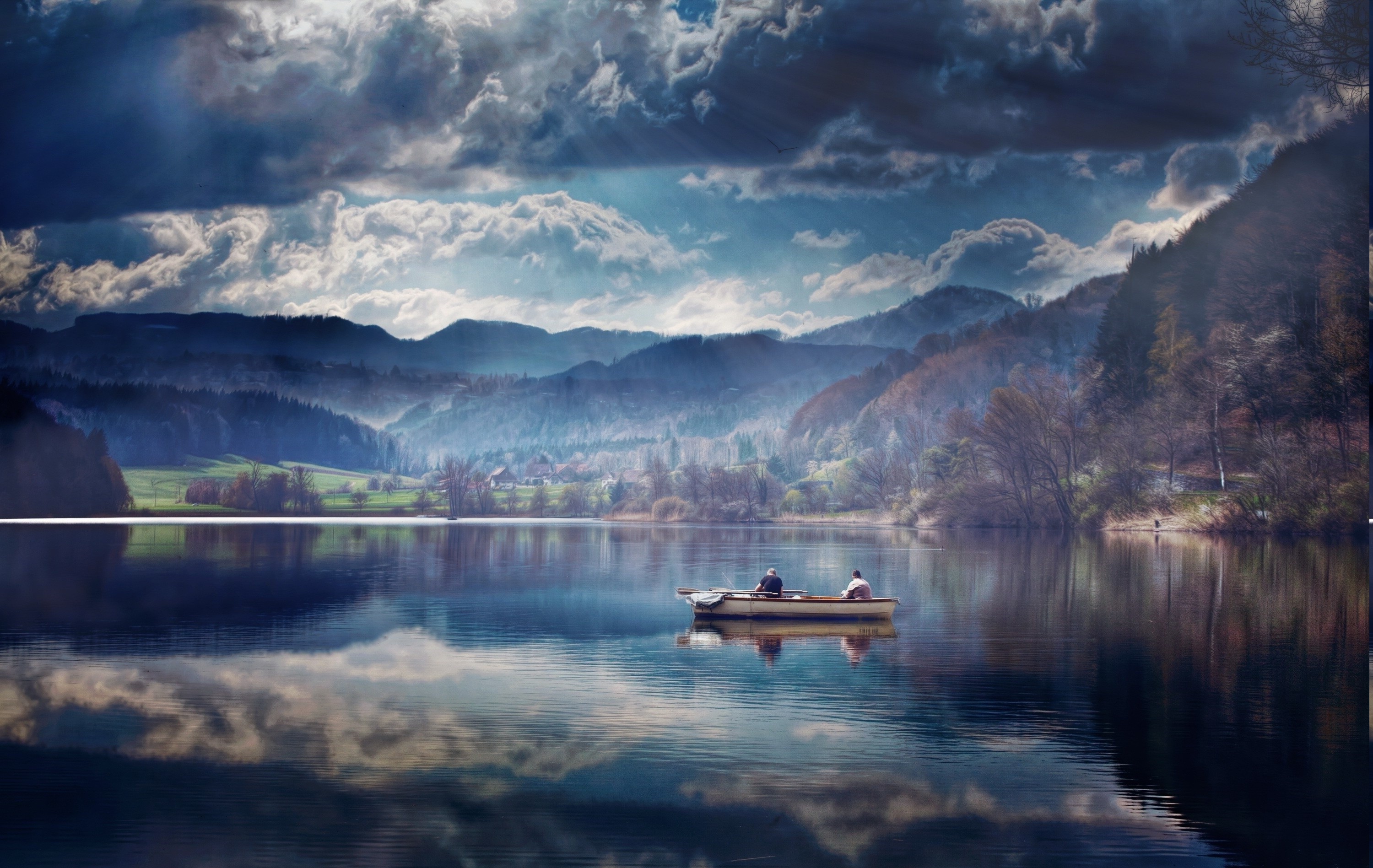 landscape, Nature, Lake, Boat Wallpaper
