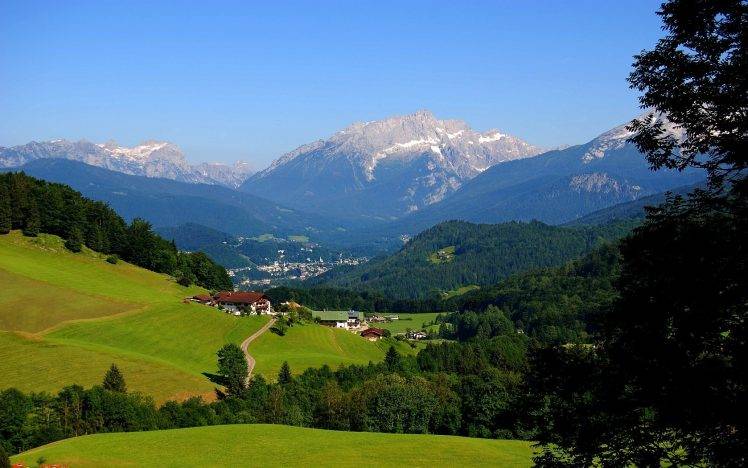 Alps, Germany, Mountain, Forest, Villages, Landscape HD Wallpaper Desktop Background