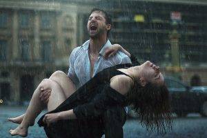 couple, Lovers, Crying, Rain