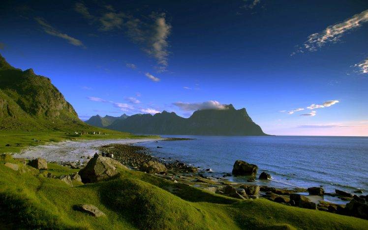 Norway, Beach, Rock, Mountain, Landscape HD Wallpaper Desktop Background