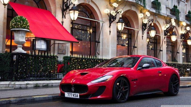 Maserati, Maserati GranTurismo, MC Stradale, Red Cars, Street Light HD Wallpaper Desktop Background