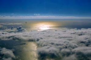 landscape, Sea, Clouds, Aerial View