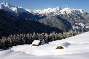 landscape, Mountain, Forest, Snow