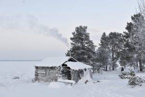 landscape, Nature, Snow, Cabin