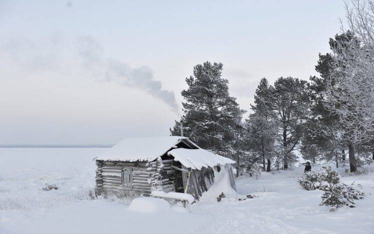 landscape, Nature, Snow, Cabin HD Wallpaper Desktop Background