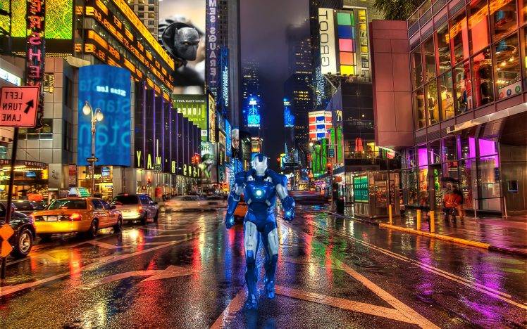 Iron Man, New York City, Times Square, Marvel Comics HD Wallpaper Desktop Background