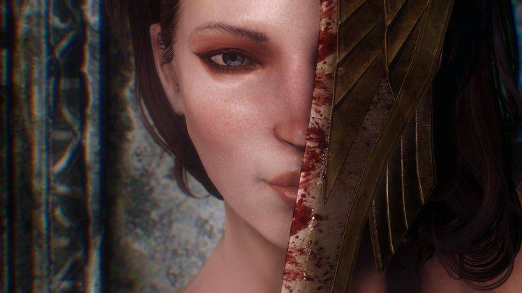 The Elder Scrolls V: Skyrim, Women, Blood, Knife, Digital Art HD Wallpaper Desktop Background