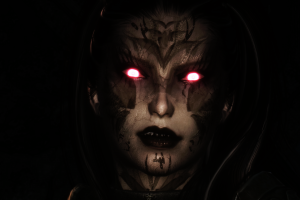 The Elder Scrolls V: Skyrim, Women, Demon, Red Eyes, Tattoo