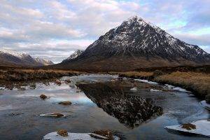 mountain, Reflection, Landscape, Lake, Scotland, Ice, UK