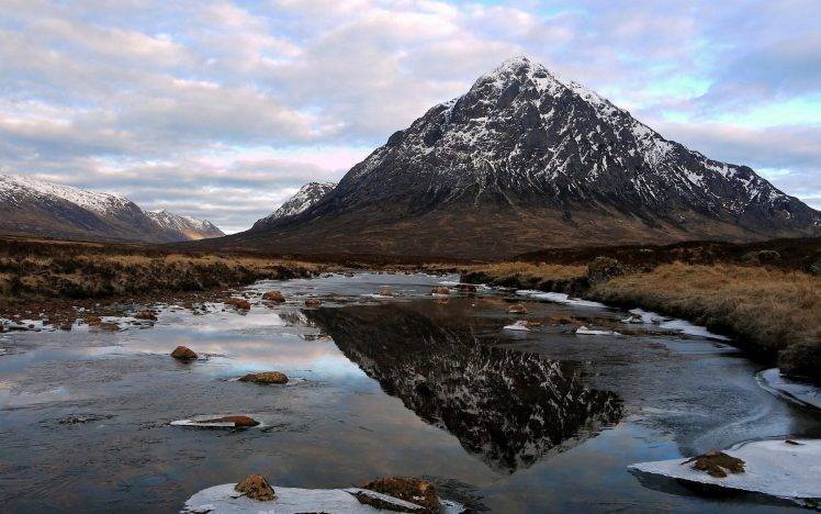 mountain, Reflection, Landscape, Lake, Scotland, Ice, UK HD Wallpaper Desktop Background