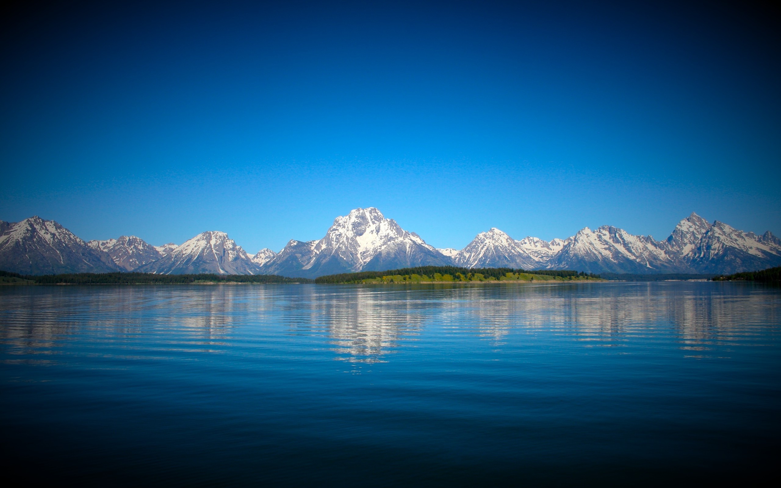mountain, Lake, Landscape, Wyoming, Reflection Wallpaper