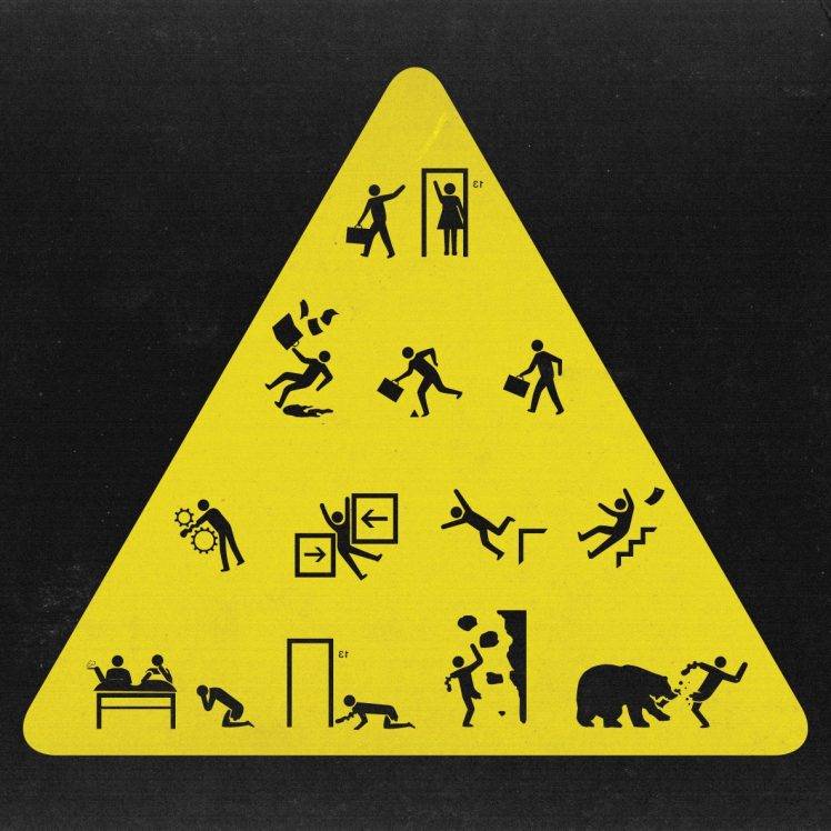 humor, Signs, Black Background, Yellow, Men, Women, Accidents, Warning Signs HD Wallpaper Desktop Background
