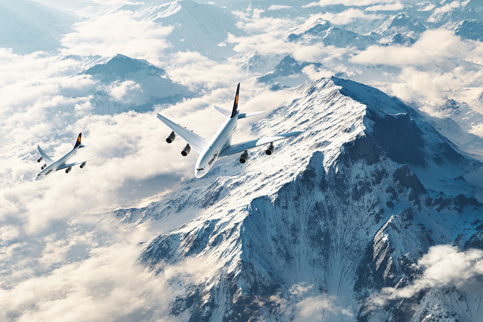 Photorealistic, Digital Art, Artwork, Photorealism, Mountain, Jet, Aircraft Wallpaper