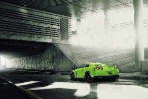 car, Nissan GT R, Green