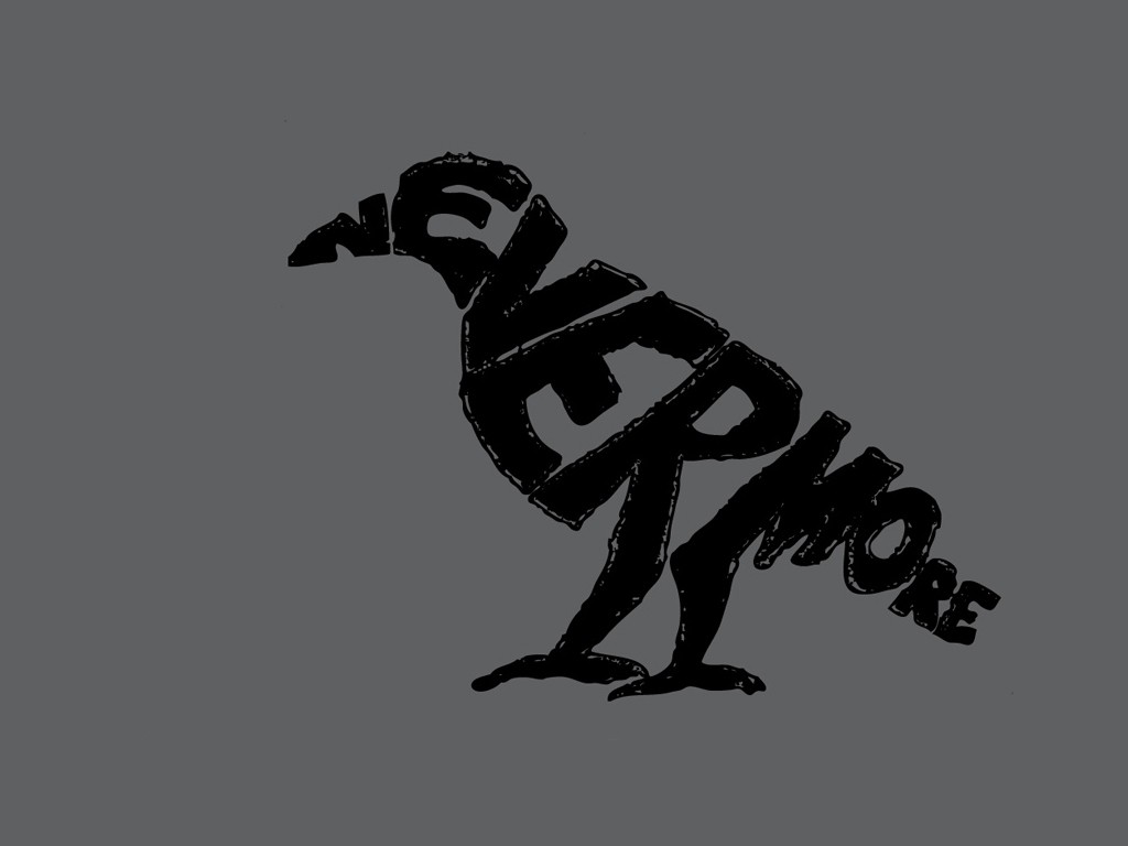 typography, Raven, Nevermore Wallpaper