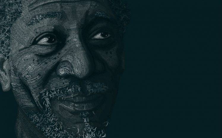 typography, Morgan Freeman, Typographic Portraits HD Wallpaper Desktop Background