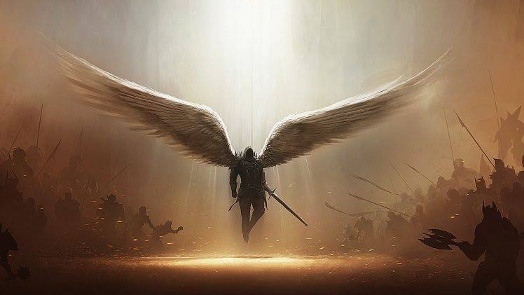 artwork, Angel, Tyrael, Diablo III, Video Games HD Wallpaper Desktop Background