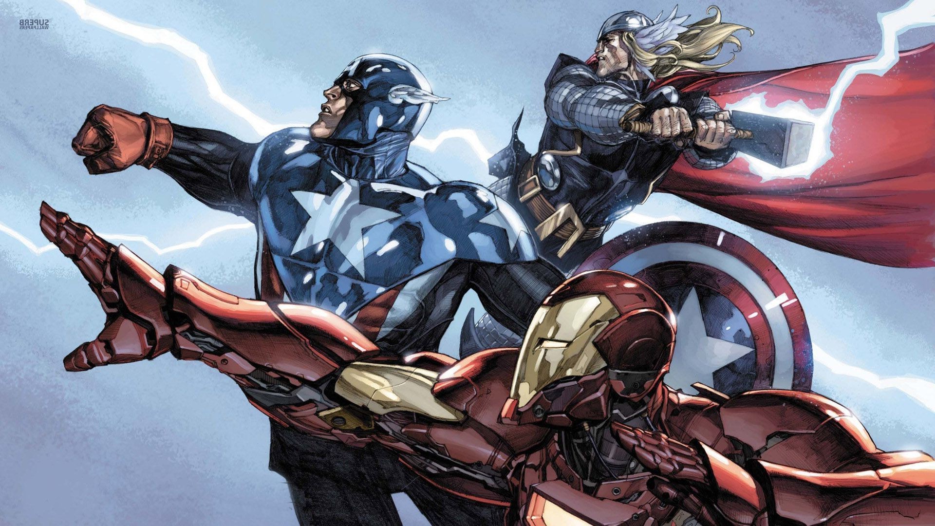 Thor, Captain America, Iron Man, Superhero, Marvel Comics Wallpaper