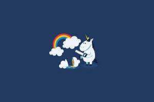 humor, Rainbows, Unicorns, Clouds, Minimalism, Simple, Blue