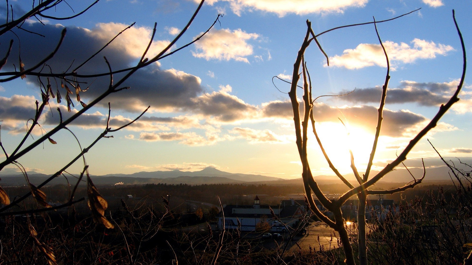 landscape, Branch, Sunlight, Mountain Wallpaper