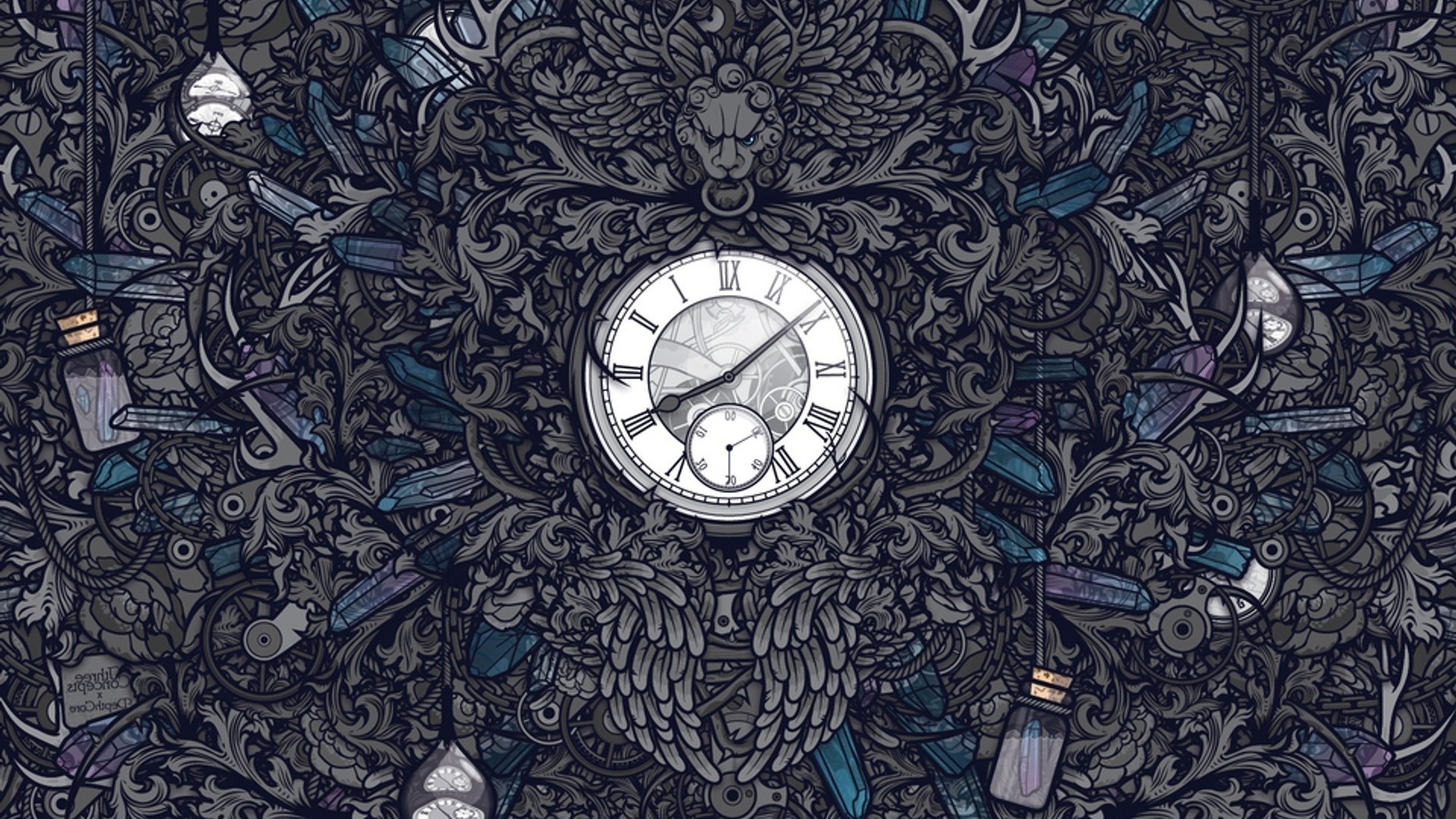 artwork, Clocks, Gothic, Jared Nickerson, Digital Art Wallpaper