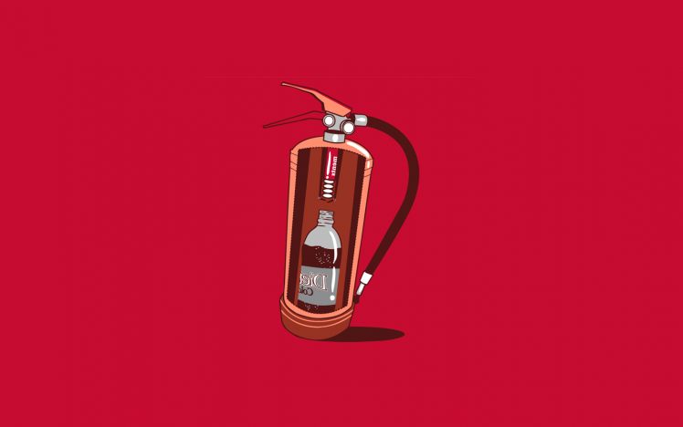 threadless, Simple, Minimalism, Humor, Fire Extinguishers, Coca Cola, Mentos, Red HD Wallpaper Desktop Background