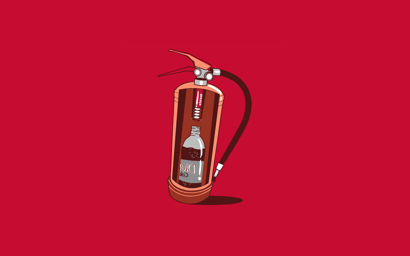 threadless, Simple, Minimalism, Humor, Fire Extinguishers, Coca Cola, Mentos, Red Wallpaper
