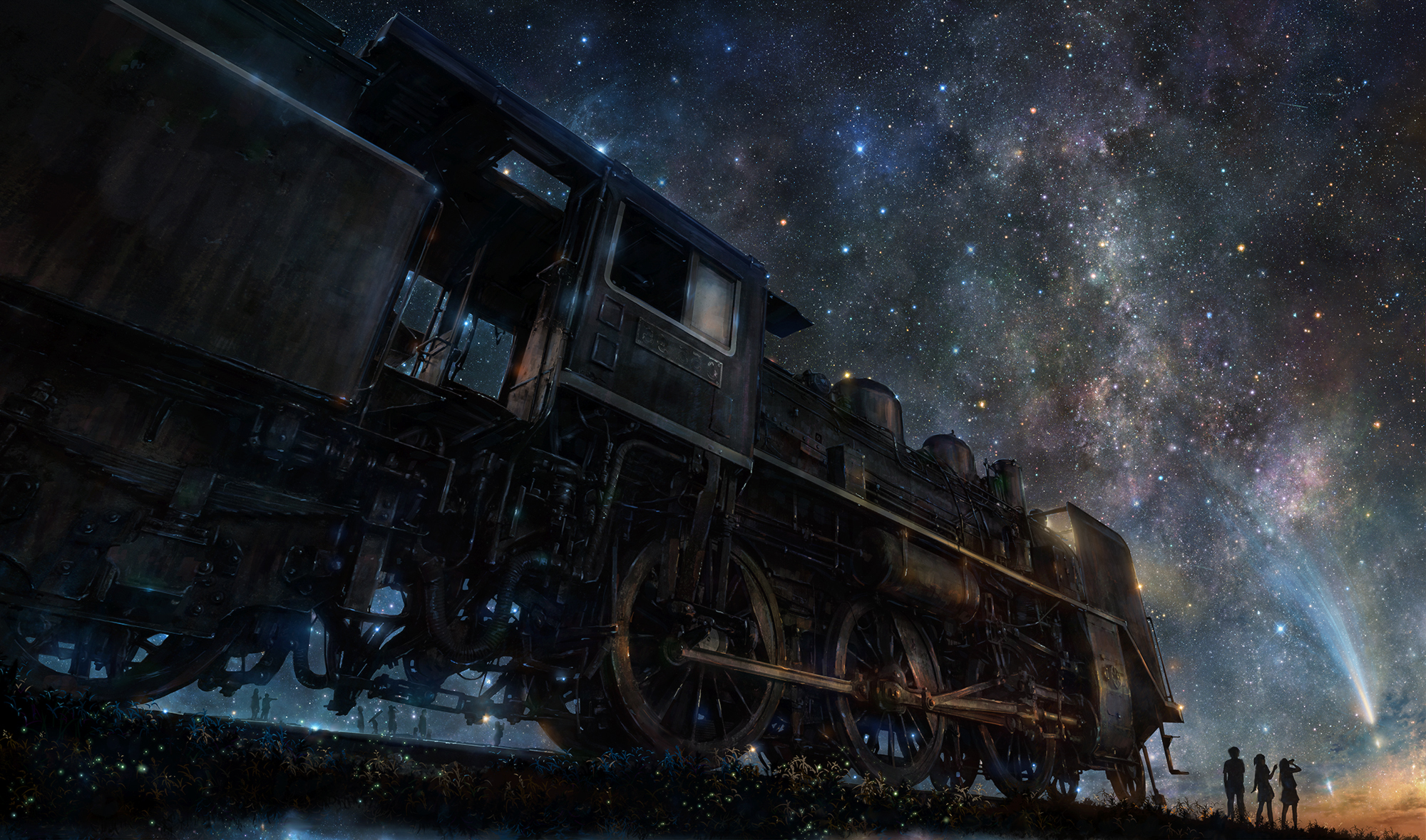 anime, Train, Sky Wallpaper