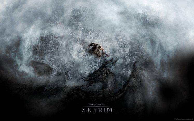 The Elder Scrolls V: Skyrim, Dragon, Video Games, Snow HD Wallpaper Desktop Background