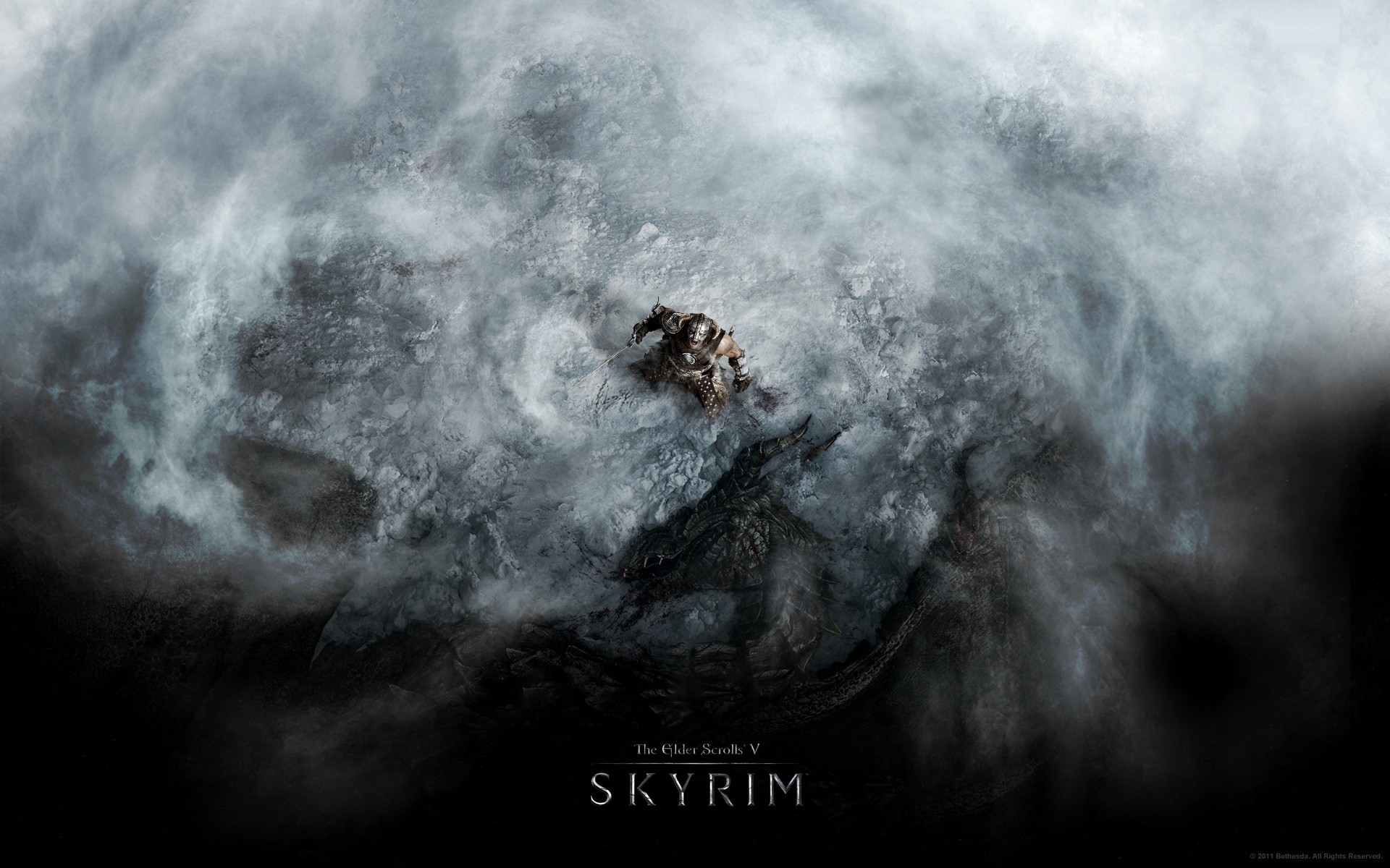 The Elder Scrolls V: Skyrim, Dragon, Video Games, Snow Wallpaper