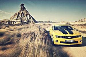 Chevrolet Camaro, Yellow, Black Stripes