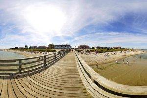 landscape, Beach, Pier, Fisheye Lens