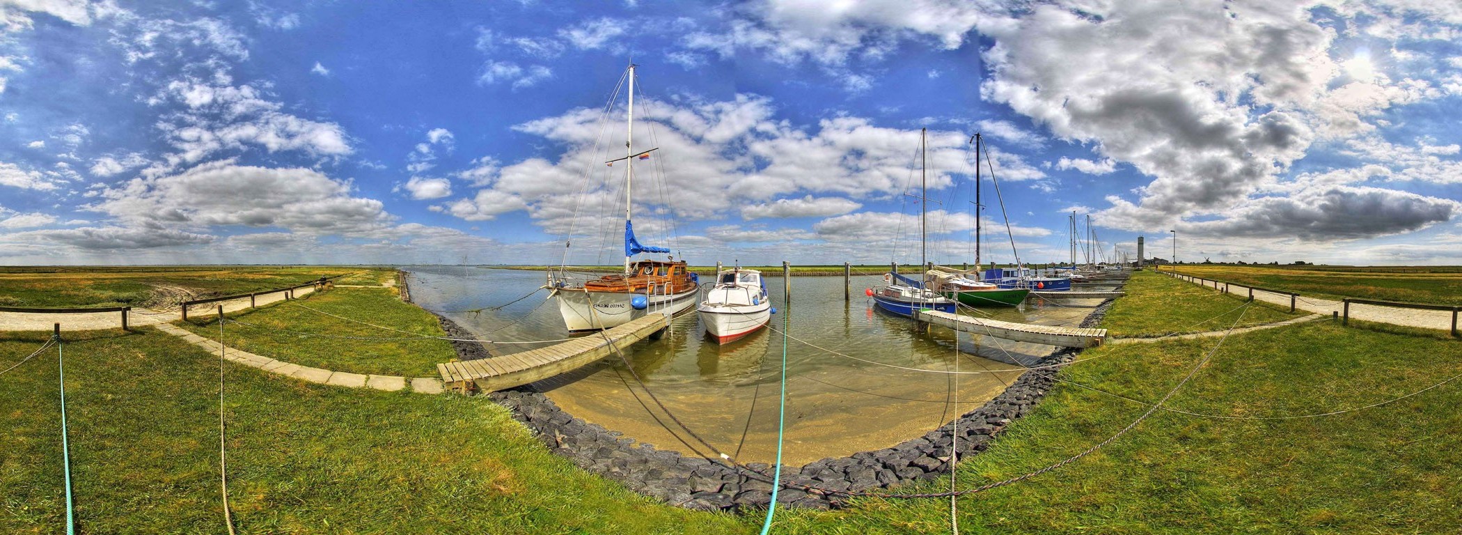 landscape, Fisheye Lens, Boat Wallpaper