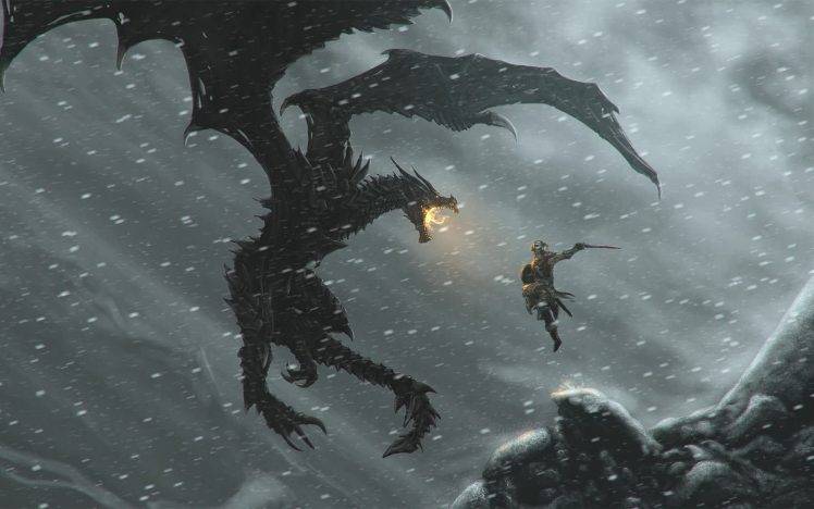 The Elder Scrolls V: Skyrim, Video Games, Alduin, Dragon, Dovahkiin, Dragonborn HD Wallpaper Desktop Background