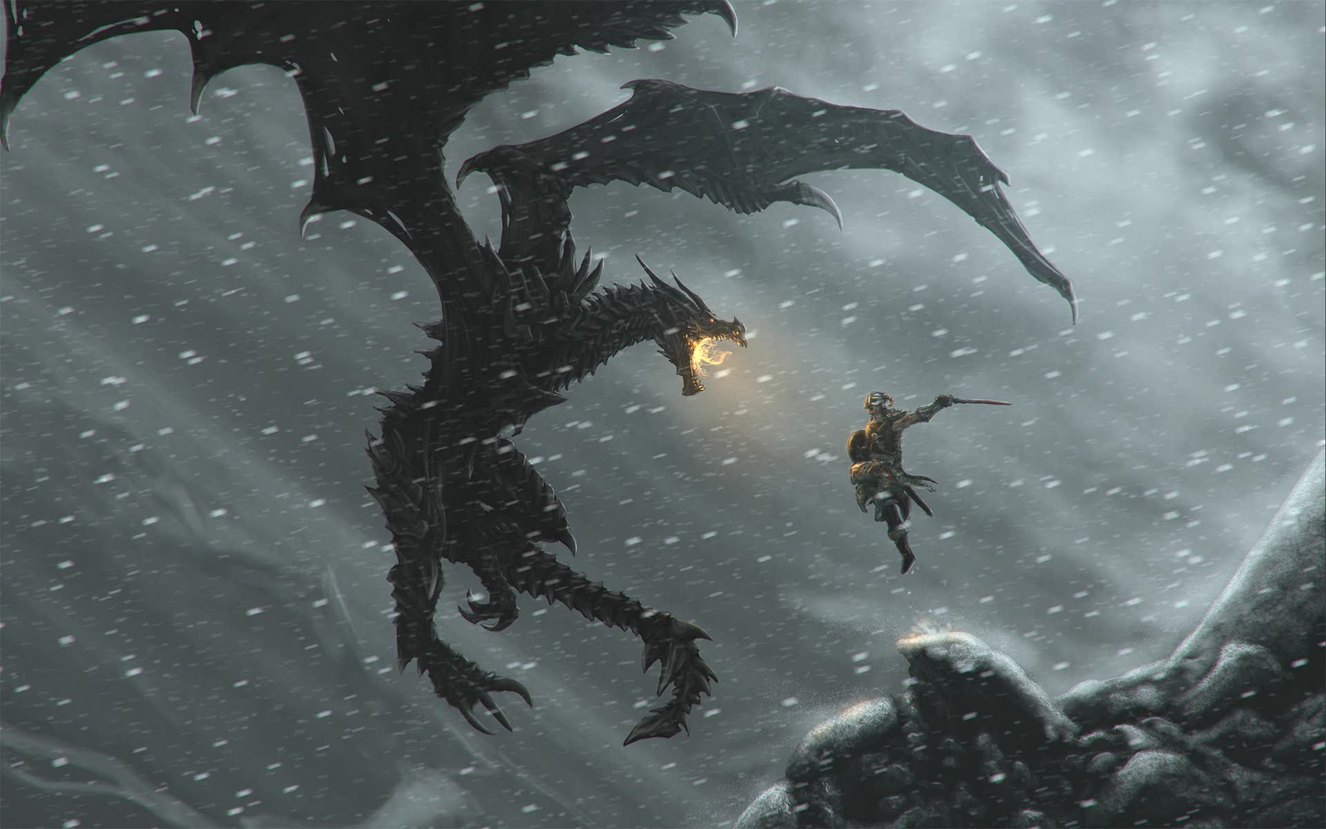 The Elder Scrolls V: Skyrim, Video Games, Alduin, Dragon, Dovahkiin, Dragonborn Wallpaper