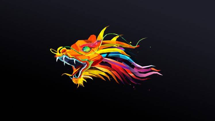 animals, Dragon, Justin Maller, Simple Background, Digital Art, Facets HD Wallpaper Desktop Background