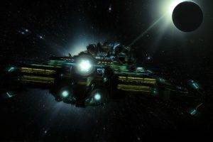 vehicle, Digital Art, Science Fiction, Battlecruiser, Starcraft II