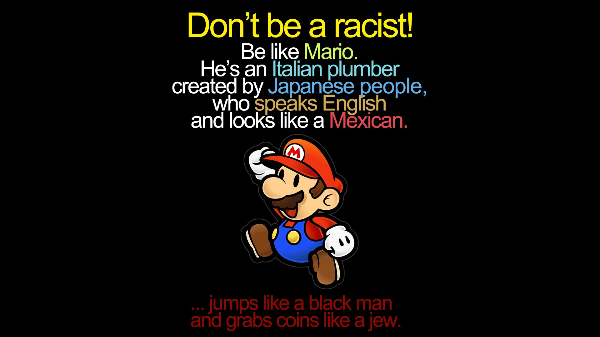 Super Mario, Black Background, Humor Wallpaper